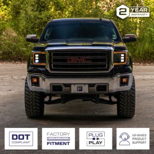 GMC Sierra 1500 Headlights - FORM Lighting - LED Projector with Amber DRL - Amber - `14-`19